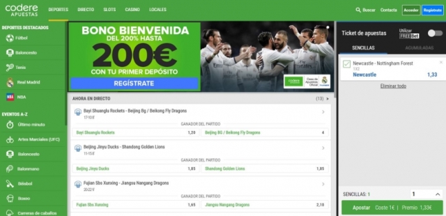 Apuesta combinada codere